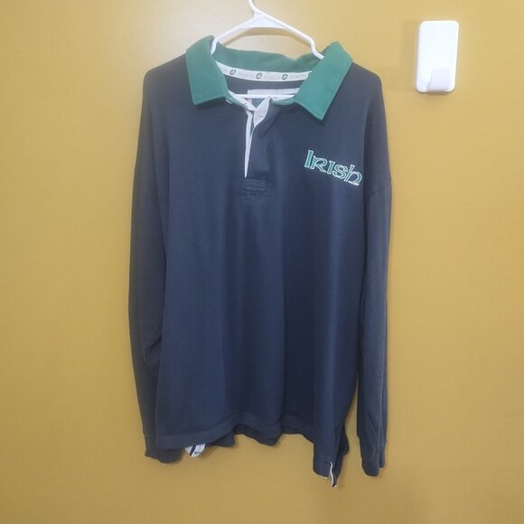 Donegal Bay Dark Gray Irish-Themed Long Sleeve Cotton Rugby XXL - Picture 1 of 7